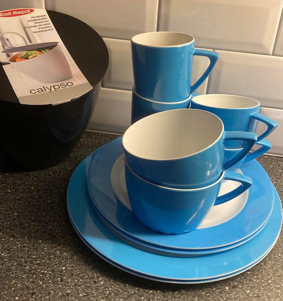 Mepal servies, compleet met Calypso afvalbakje, zie omschr., Ophalen of Verzenden, Gebruikt