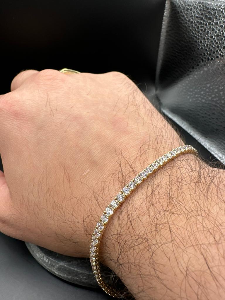 14k Gouden Tennis Armband Unisex 22 cm, Sieraden, Tassen en Uiterlijk, Armbanden, Ophalen of Verzenden, Nieuw, Goud, Met edelsteen