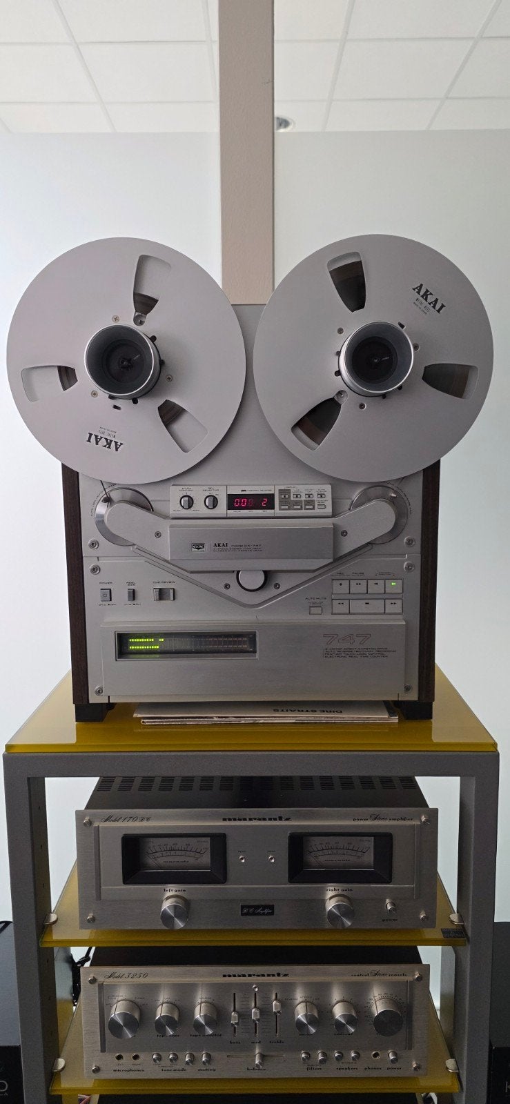 Akai 747 Bandrecorder - Vintage Hifi, Ophalen, Bandrecorder, Met banden