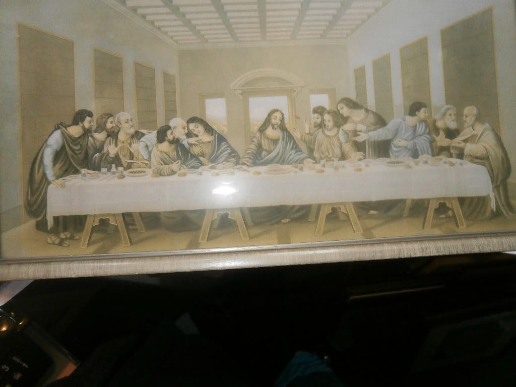 Gekleurde prent Laatste Avondmaal, Was een geschenk, Antiek en Kunst, Ophalen of Verzenden