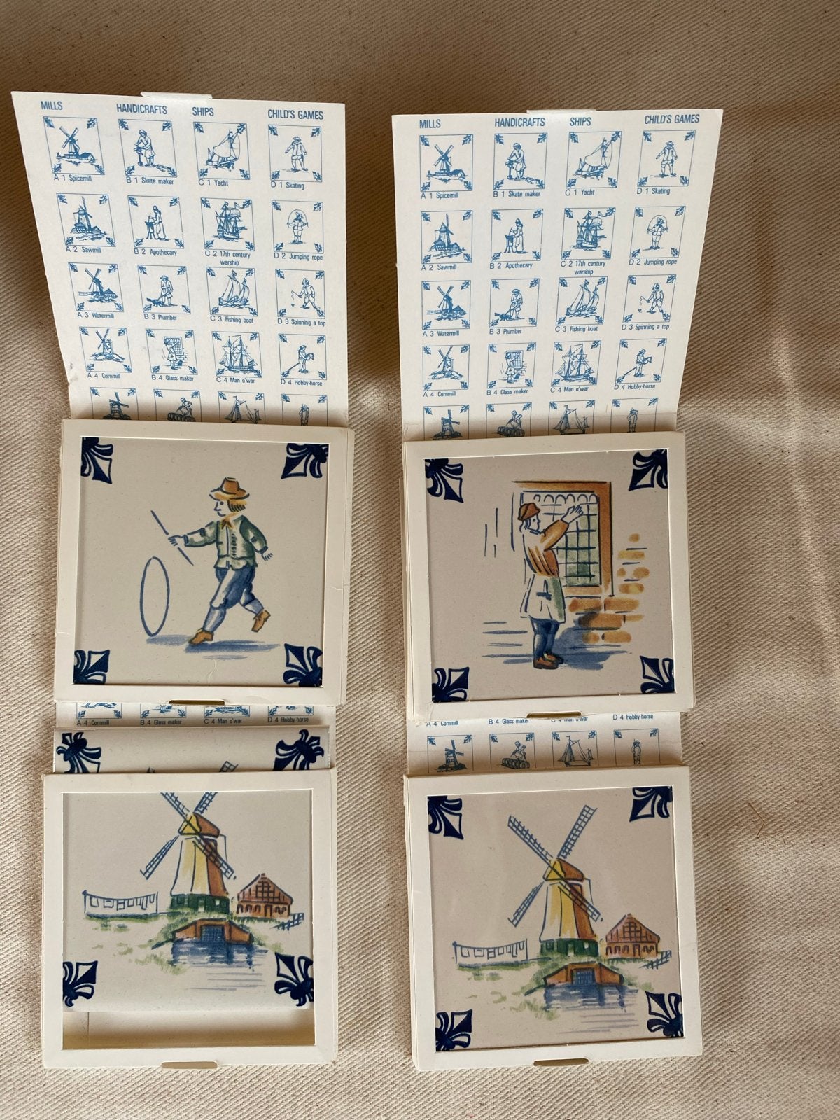 Vintage KLM Delfts Blauw Tegeltjes - Diverse Sets, Ophalen
