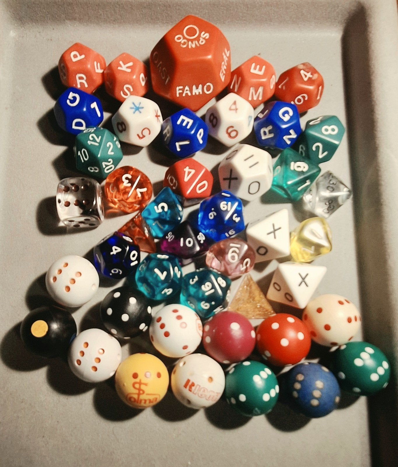 Diverse dobbelstenen collectie (RPG, D&D, educatief), Ophalen of Verzenden, Gebruikt