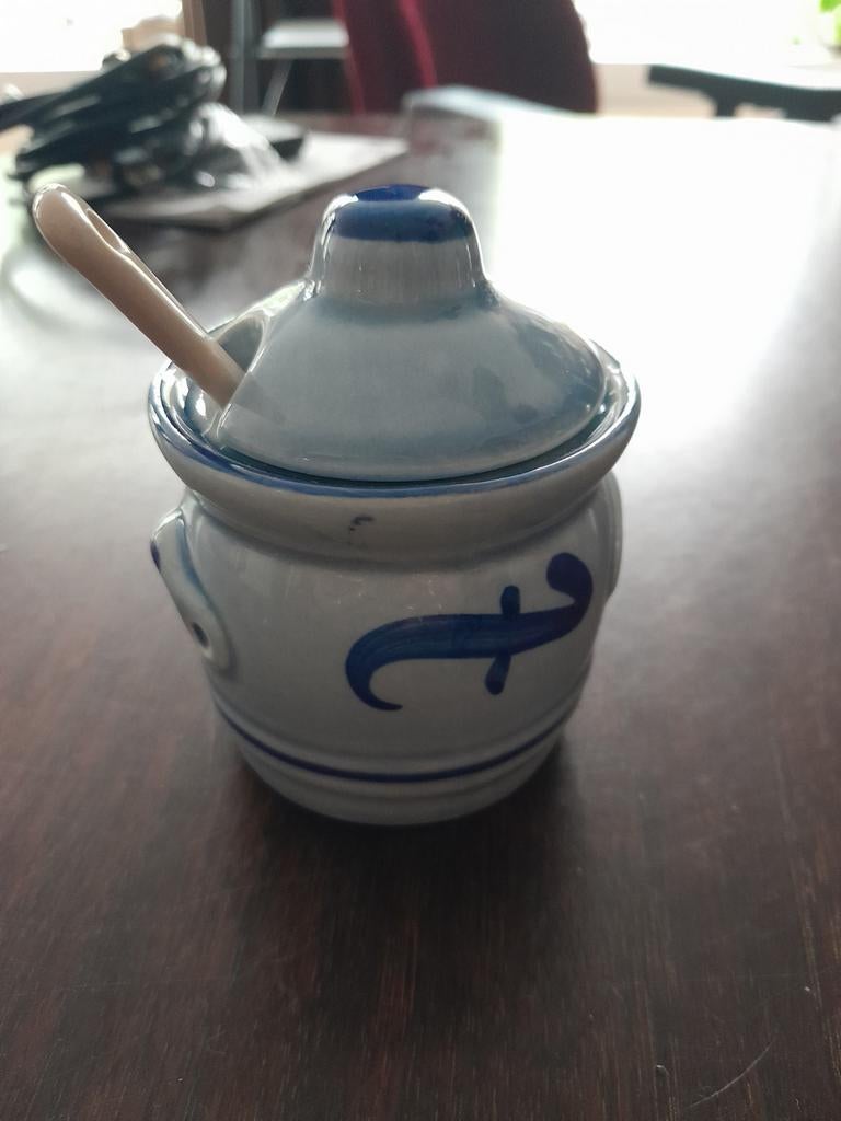 Klein mosterd / jam potje vintage, Huis en Inrichting, Keuken | Potten en Pannen, Ophalen of Verzenden, Zo goed als nieuw, Overige materialen
