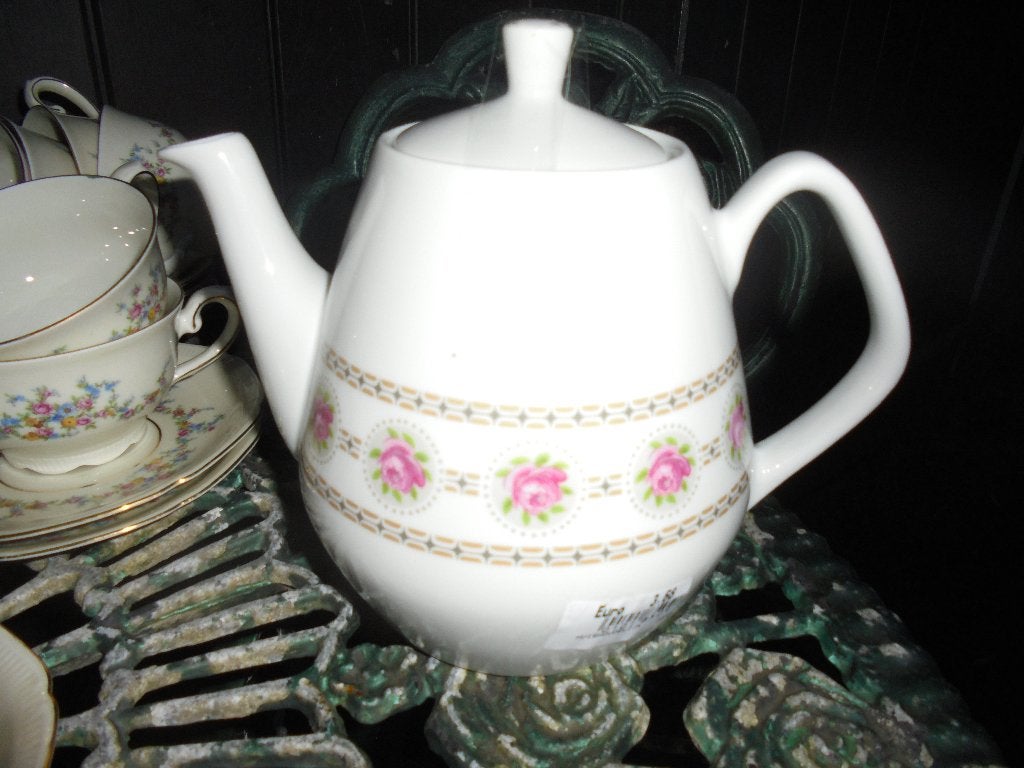 Kleine Koffie/Theepot MOSA met roze roosjes rand, Ophalen of Verzenden