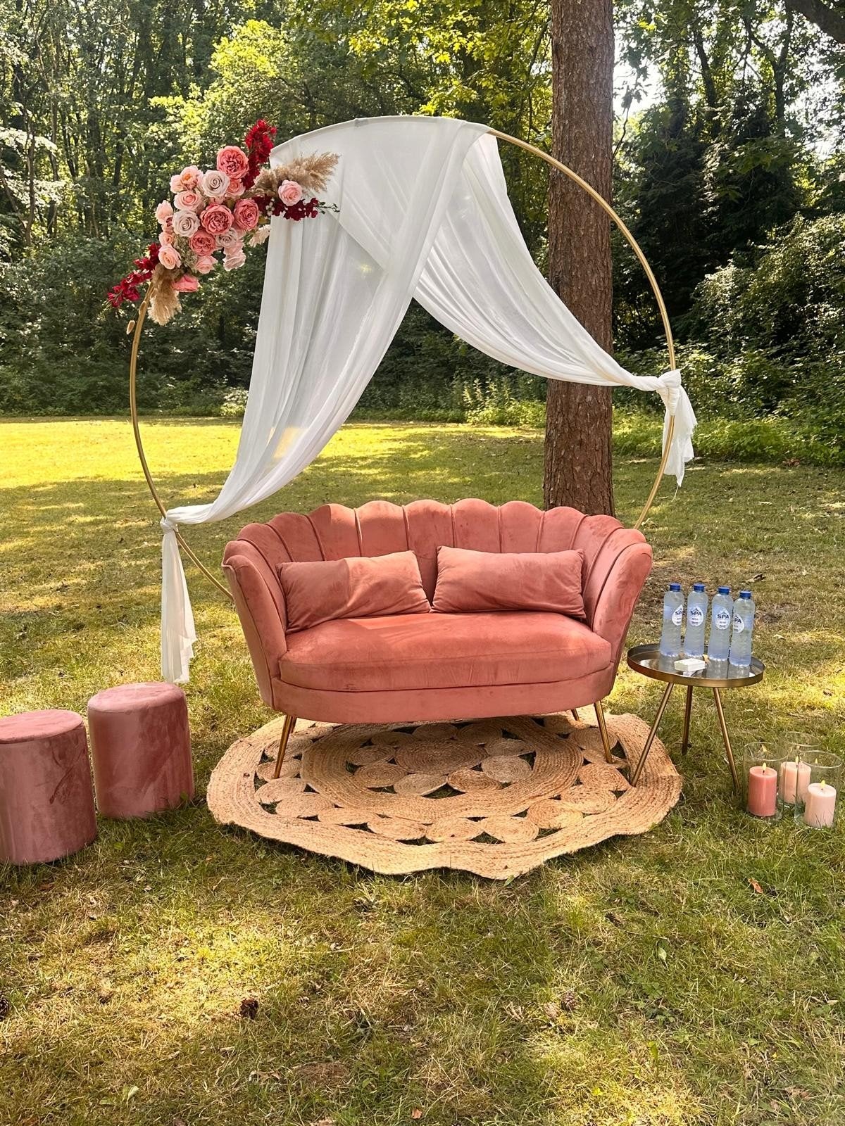 Prachtig antiek trouw bankje huren wedding, Ophalen, Gebruikt, Geboorte of Huwelijk
