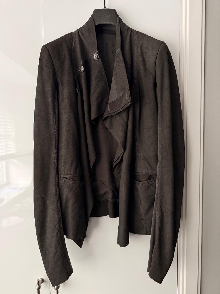 rick owens dark dust leather biker jacket blazer | it40-42, Nieuw, Ophalen of Verzenden, Jasje, Maat 36 (S)