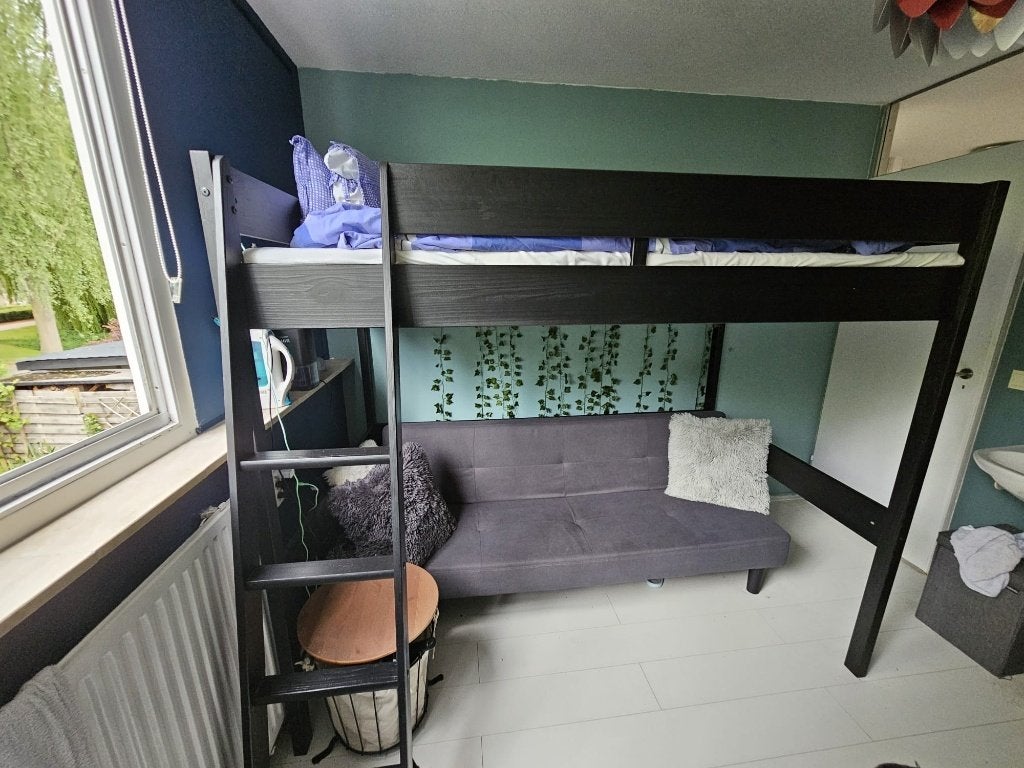 Hoogslaper bed Santos, Huis en Inrichting, Ophalen, Gebruikt, Eenpersoons, Zwart