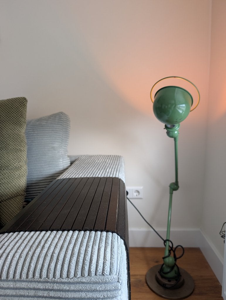 Originele Jieldé Vloerlamp Groen, Ophalen, Gebruikt, Originele Jieldé industriële vloerlamp, Metaal