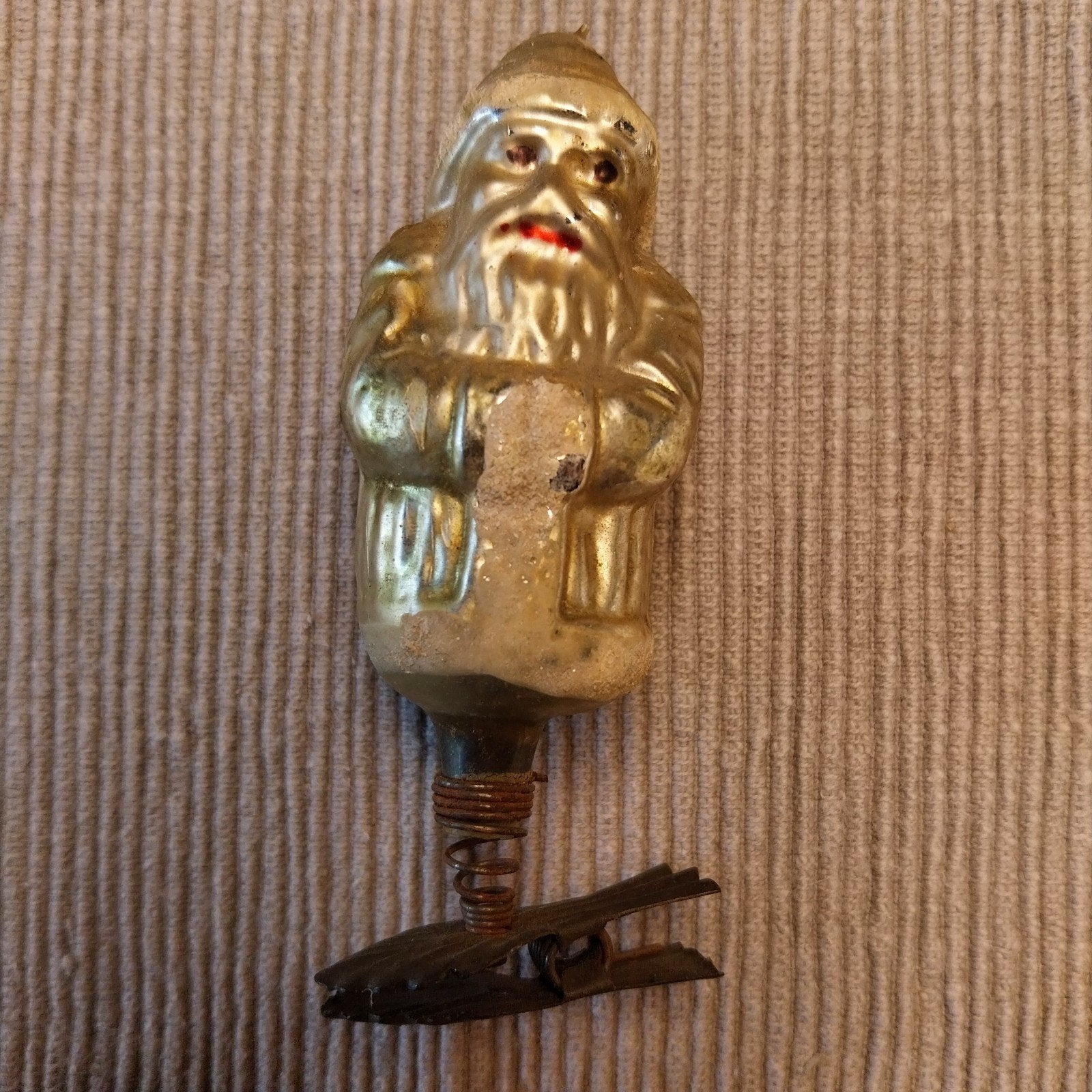 Kerstman op knijper antiek kerstbal, Diversen, Ophalen of Verzenden