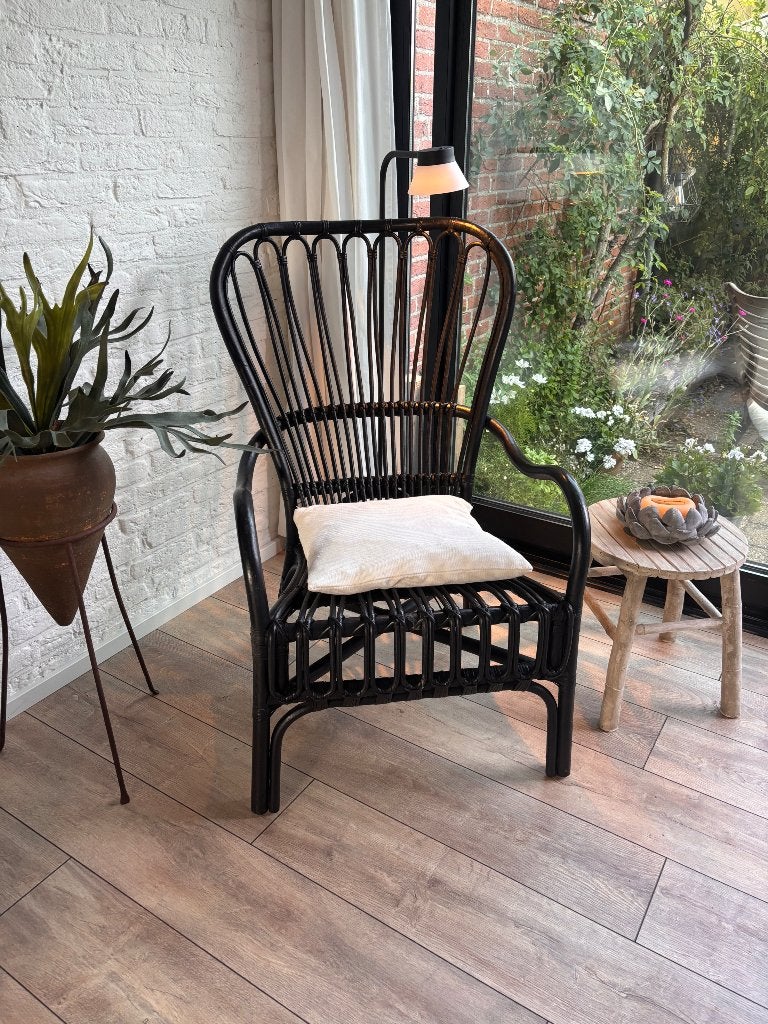 Rotan stoel bandung, Ophalen, Zwart, Riet of Rotan, Zo goed als nieuw