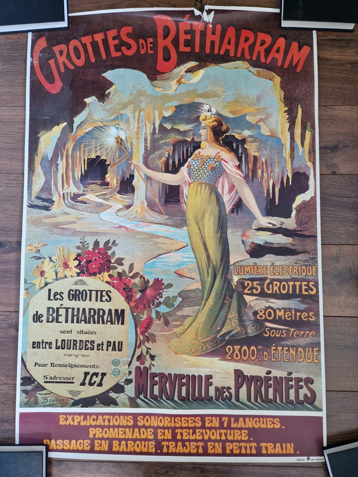 Vintage Grottes de Bétharram Reclame Poster, Verzamelen, Ophalen of Verzenden, A1 t/m A3, Reclame, Rechthoekig Staand