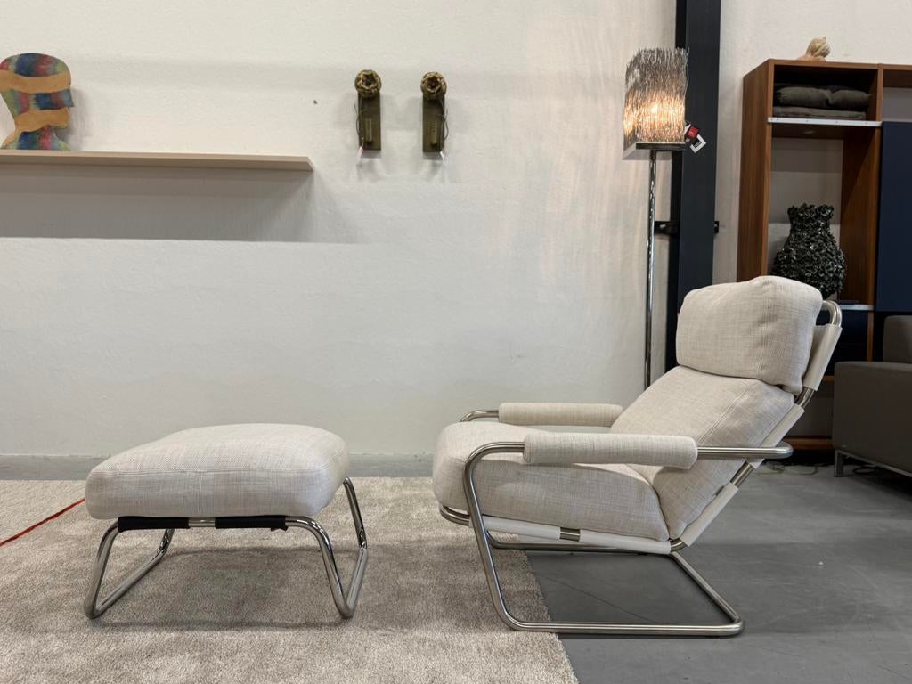 Nieuw Gelderland 601 Oberman met Poef Stof Riva Design Stoel, Huis en Inrichting, Fauteuils, Nieuw, 75 tot 100 cm, Ophalen of Verzenden