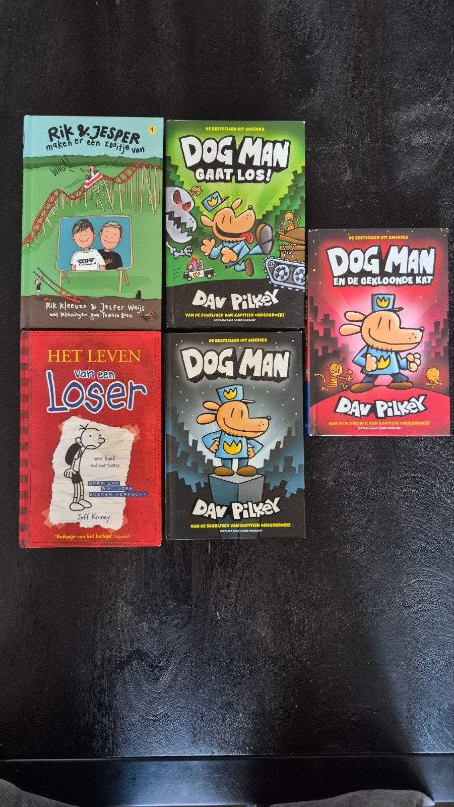 kinderboeken set, Ophalen of Verzenden, Gelezen, Dav Pilkey, Jeff Kinney, Rik Kleeven & Jesper Weijs, Fictie