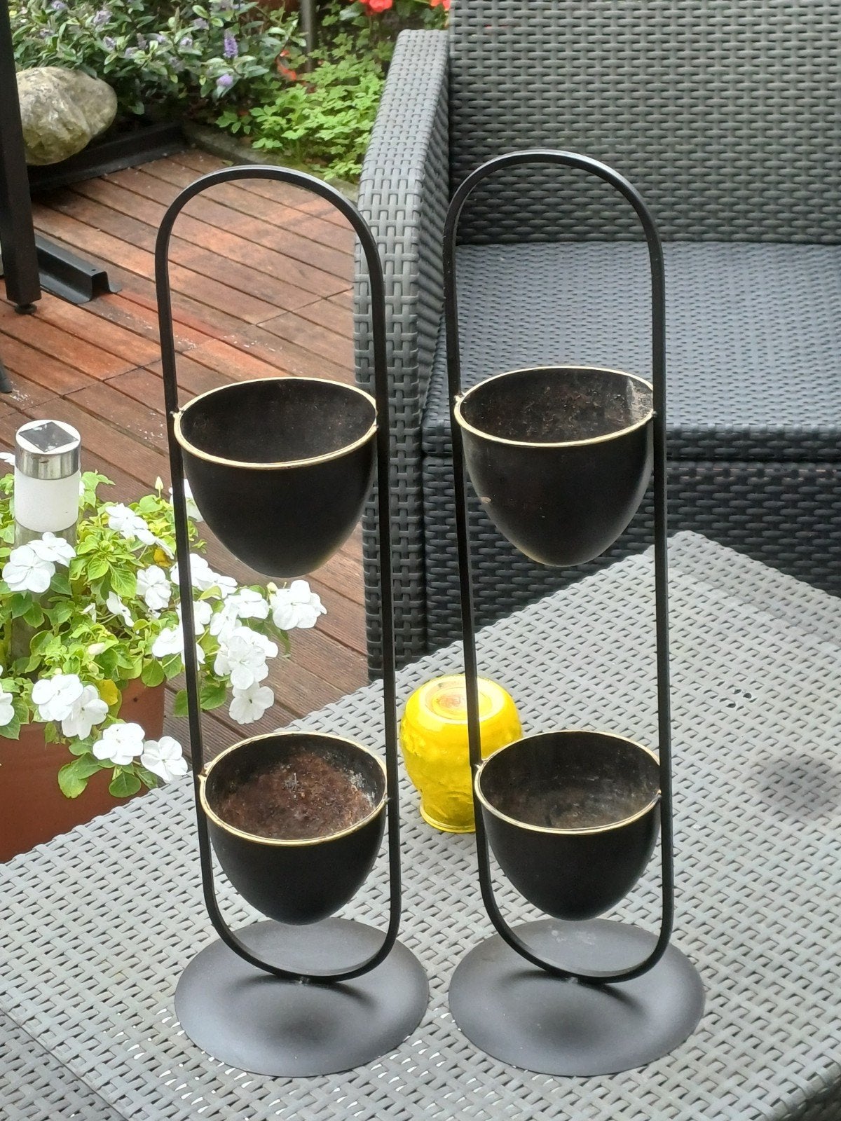 Set van 2 metalen plantenstandaards met potten, Ophalen, Gebruikt, Minder dan 25 cm, Metaal