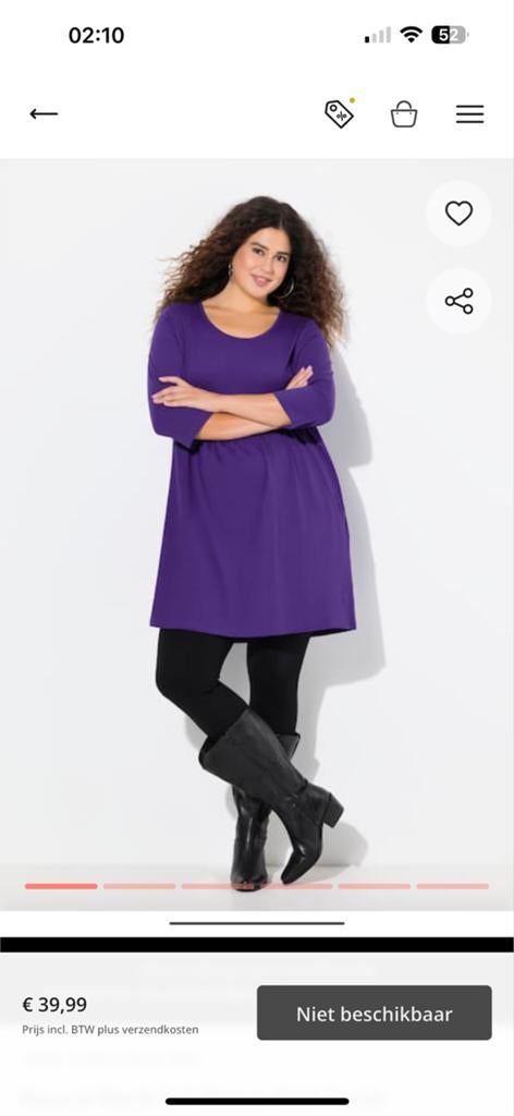 Ulla Popken Tuniek Maat 54 Paars, Ophalen of Verzenden, Zo goed als nieuw, Maat 46/48 (XL) of groter, Paars