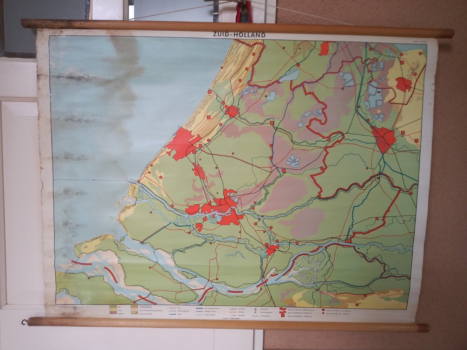 Mooie blinde landkaart provincie zuid-holland, Antiek en Kunst, Ophalen of Verzenden, Aardrijkskunde