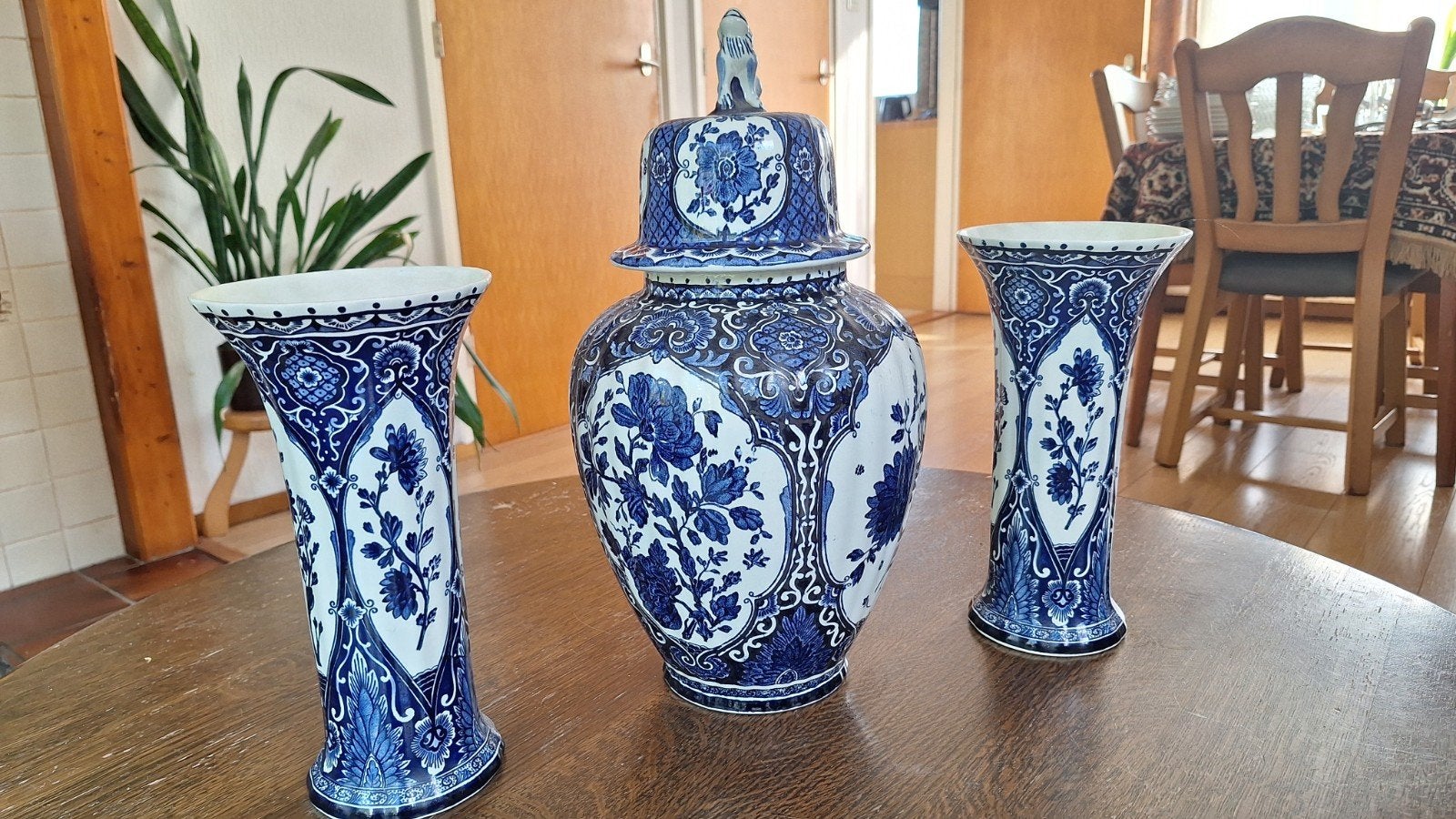 Prachtige Blauwe Vazen Set -, Antiek en Kunst, Ophalen