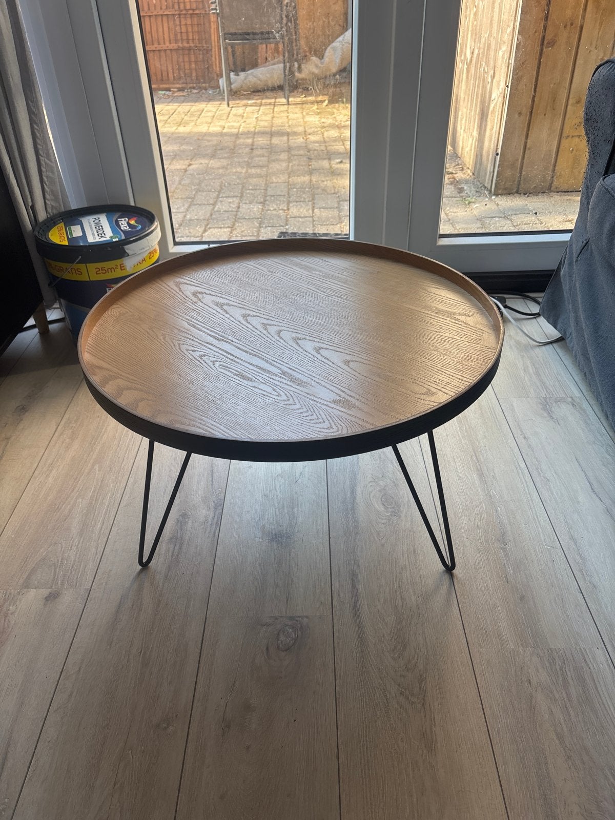 Woood bijzettafel met zwarte poten, Ophalen, Minder dan 50 cm, Gebruikt, 50 tot 100 cm