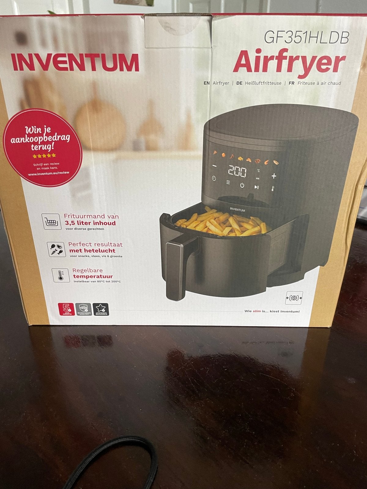 Inventum Airfryer GF351HLDB - 3.5L Heteluchtfriteuse, Ophalen, Nieuw, Airfryer, 1000 t/m 1499 gram