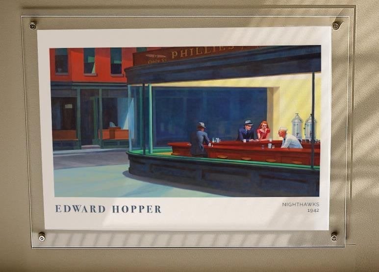 Edward Hopper Nighthawks Kunst Poster 50x70cm, Verzenden, Nieuw, A1 t/m A3, Film en Tv