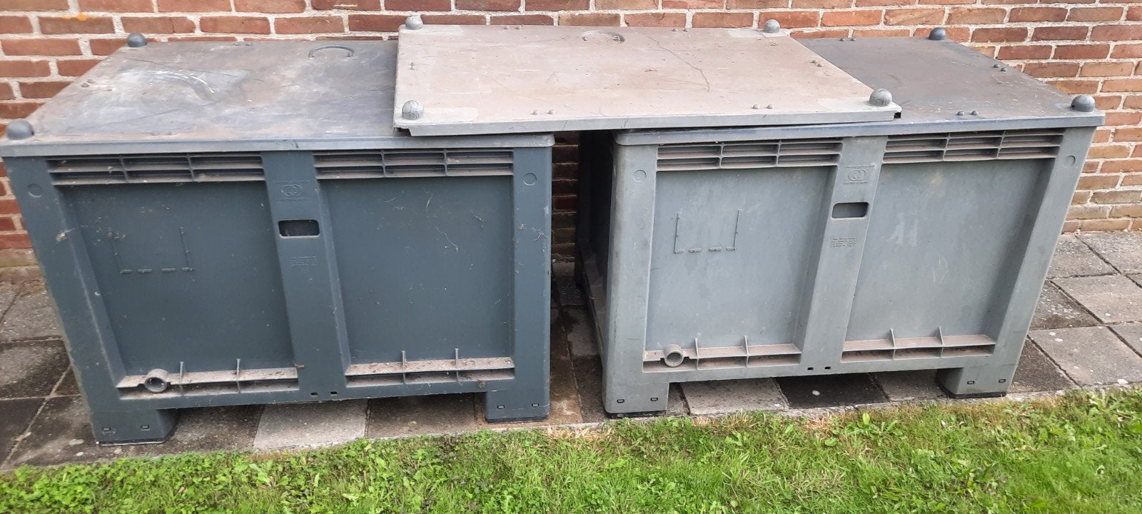 2x palletbox en 3x deksel, Ophalen, 100 cm of meer, 60 cm of meer, 50 cm of meer