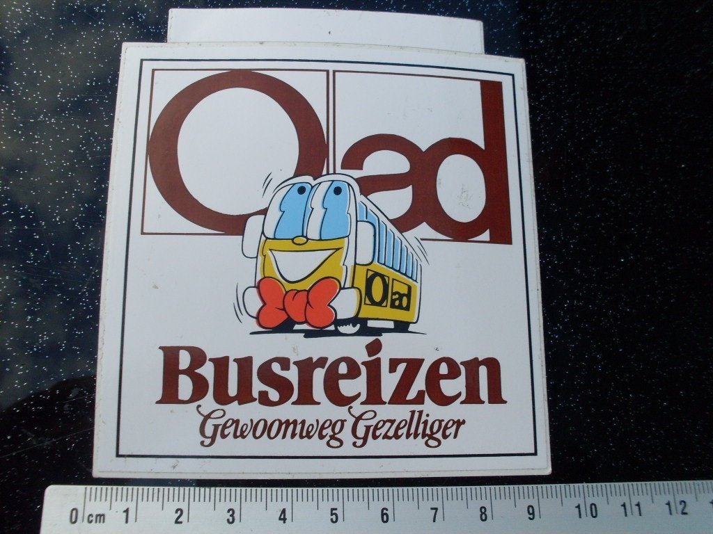 sticker Oad busreizen logo gewoonweg gezelliger, Verzamelen, Verzenden, Zo goed als nieuw, Bedrijf of Vereniging