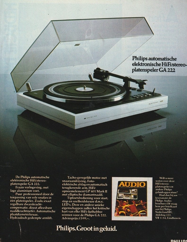 retro reclame 1976 Philips platenspeler GA 222 jaren 70, Verzamelen, Retro, Verzenden, Overige typen