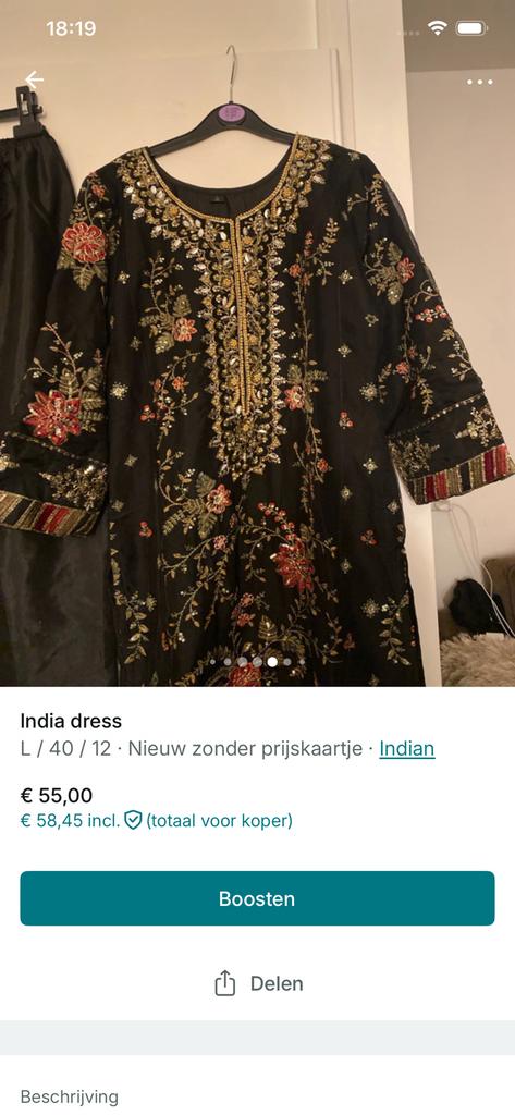 Indian dress, Ophalen of Verzenden, Zo goed als nieuw, Zwart, Overige typen