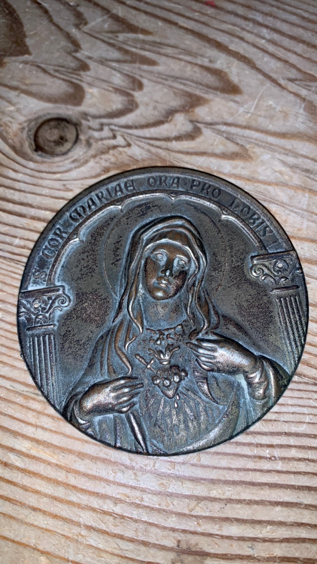 Medaille/Plaquette – Onbevlekte hart van Maria (6,5 cm), Antiek en Kunst, Antiek | Religie, Ophalen of Verzenden