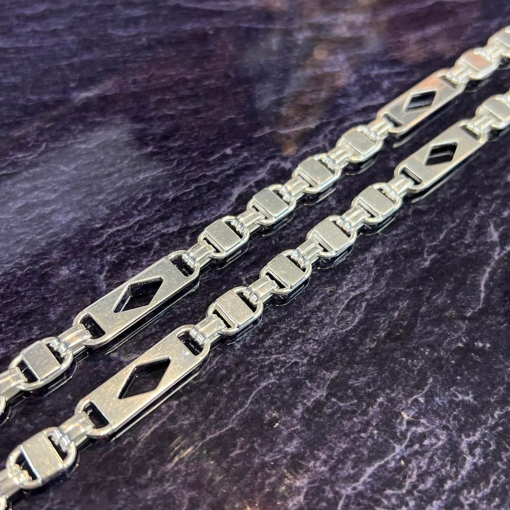 Silver ketting zilver 925 prachtig schakel nieuw italy, Ophalen of Verzenden, Zo goed als nieuw, Goud