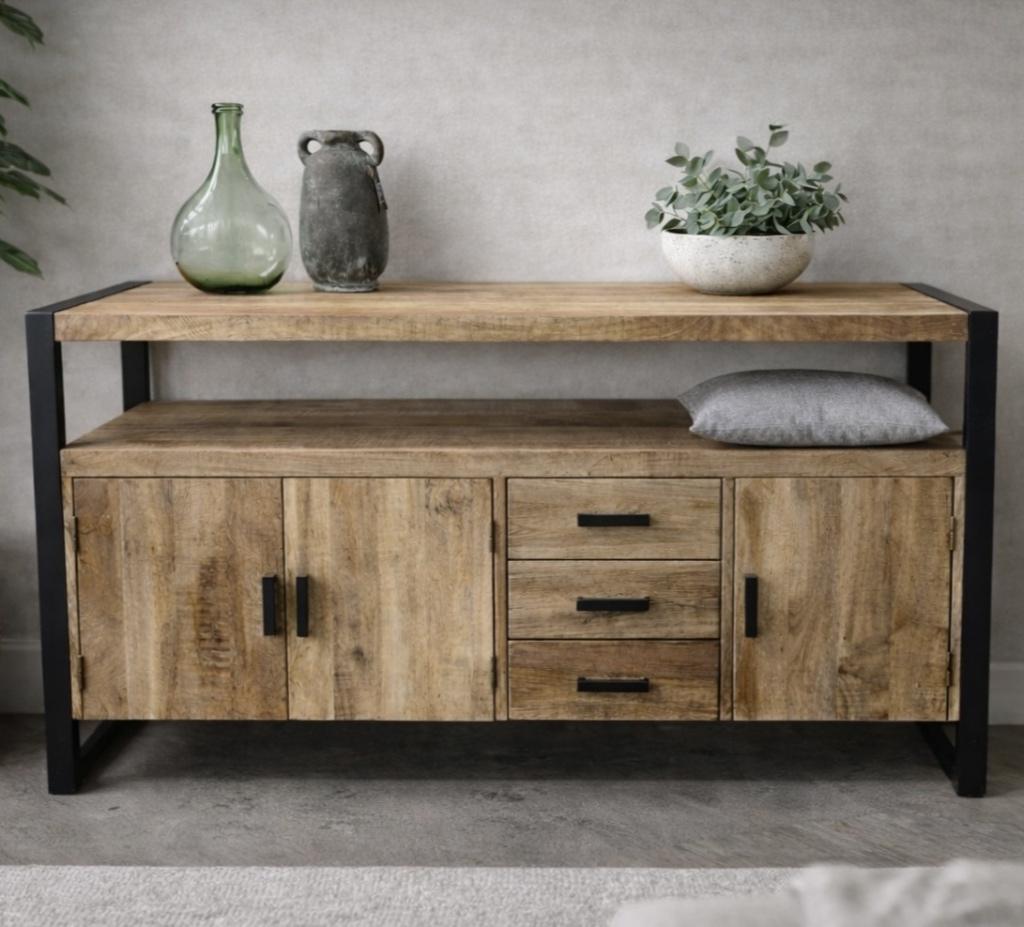 Magazijn Leegverkoop Dressoir NIEUW Britt mangohout metaal, Huis en Inrichting, Nieuw, Ophalen of Verzenden, Info@wkhome.nl, Argonweg 20 Amersfoort