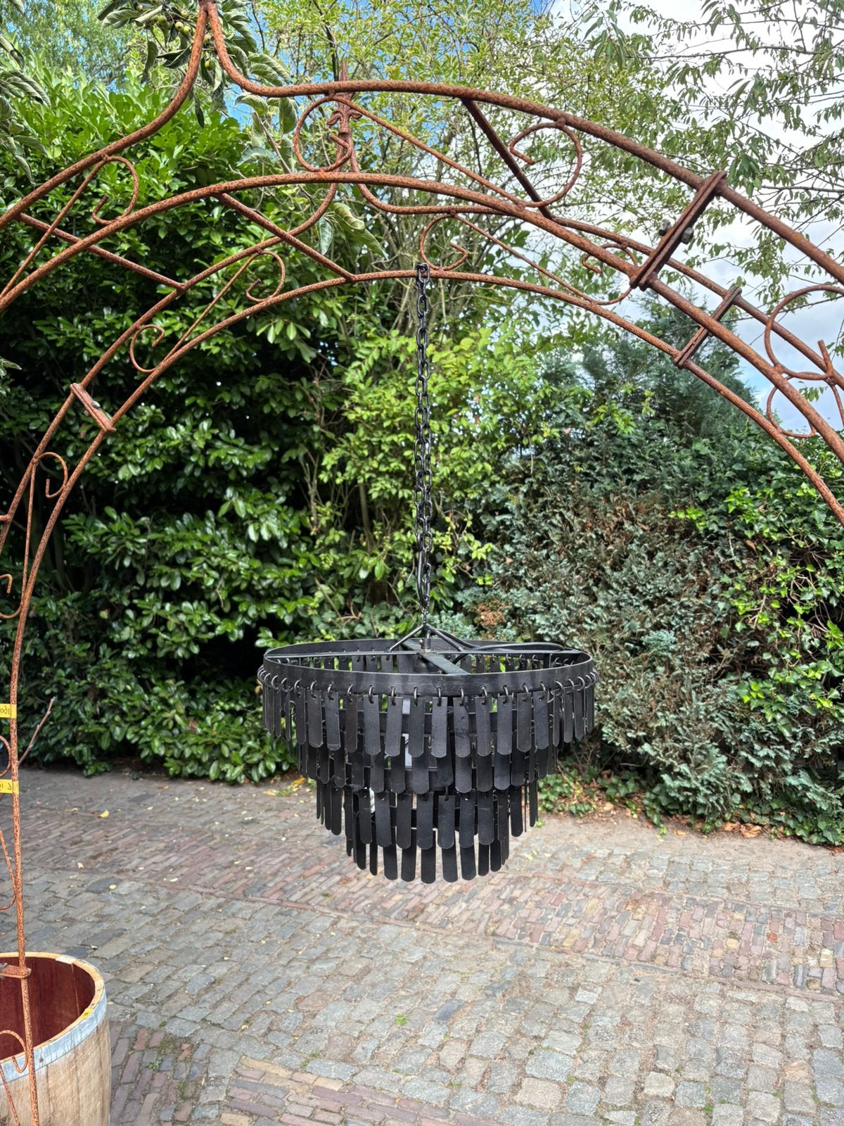 Stoere ijzeren kroonluchter - schijfjeslamp, Nieuw, Nvt, Metaal, Nvt