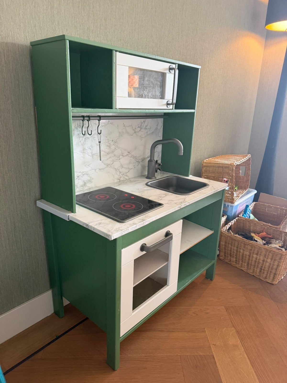 Gepimpte Ikea Speelkeuken Groen met Marmer + Accessoires, Ophalen, Zo goed als nieuw, Hout, Speelkeuken