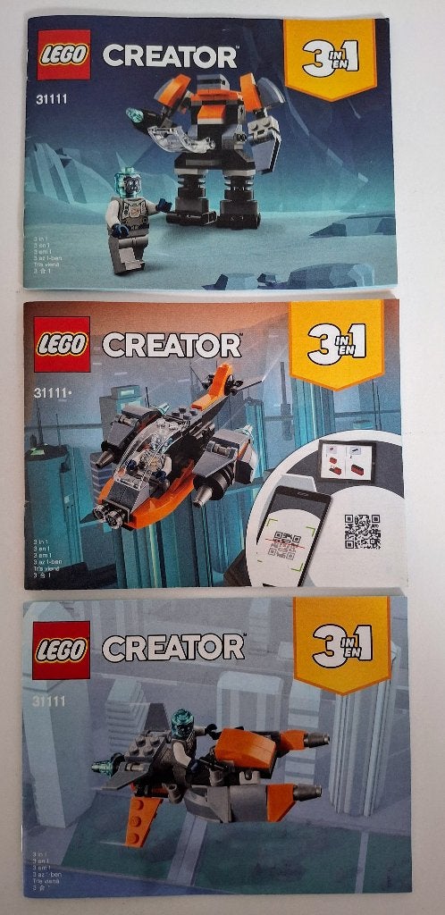 LEGO Complete set Lego Creator 3in1, Nr. 31111, Cyber Drone., Lego, Ophalen of Verzenden, Zo goed als nieuw, Inclusief instructies