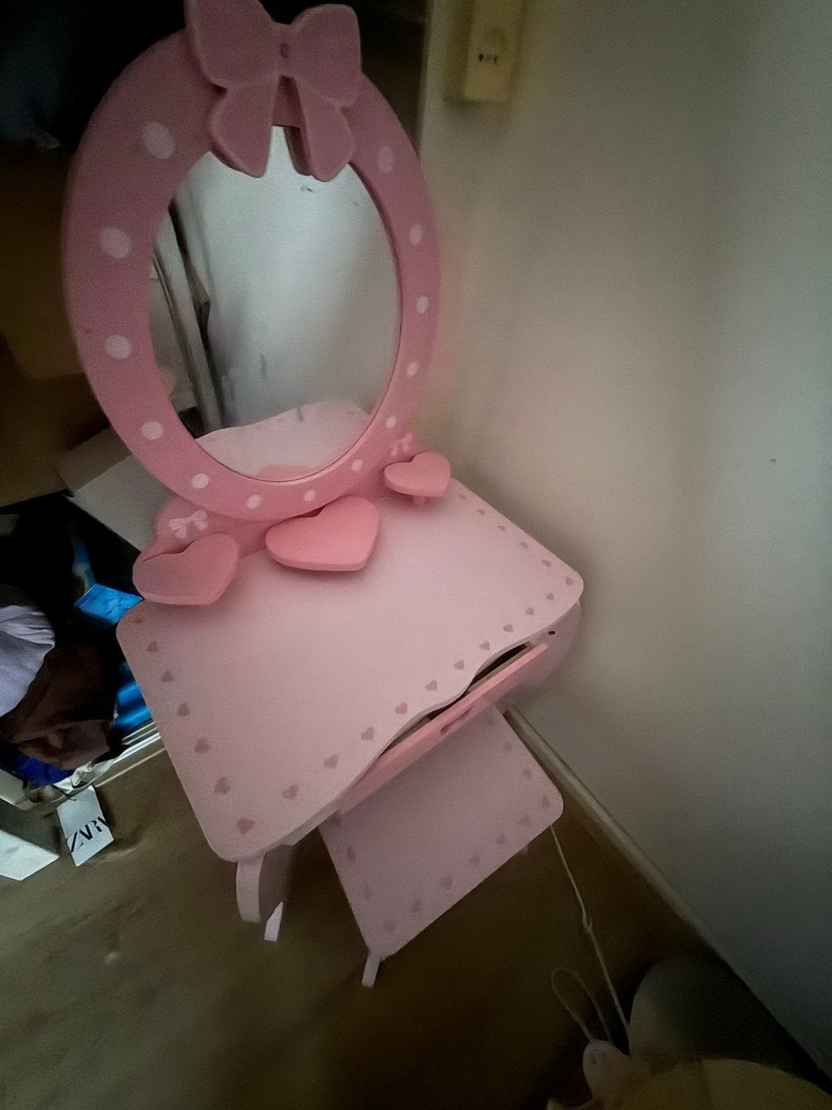 2 Roze Kaptafels met Krukjes - Ideaal voor Kinderkamer, Ophalen of Verzenden, Gebruikt, Hout