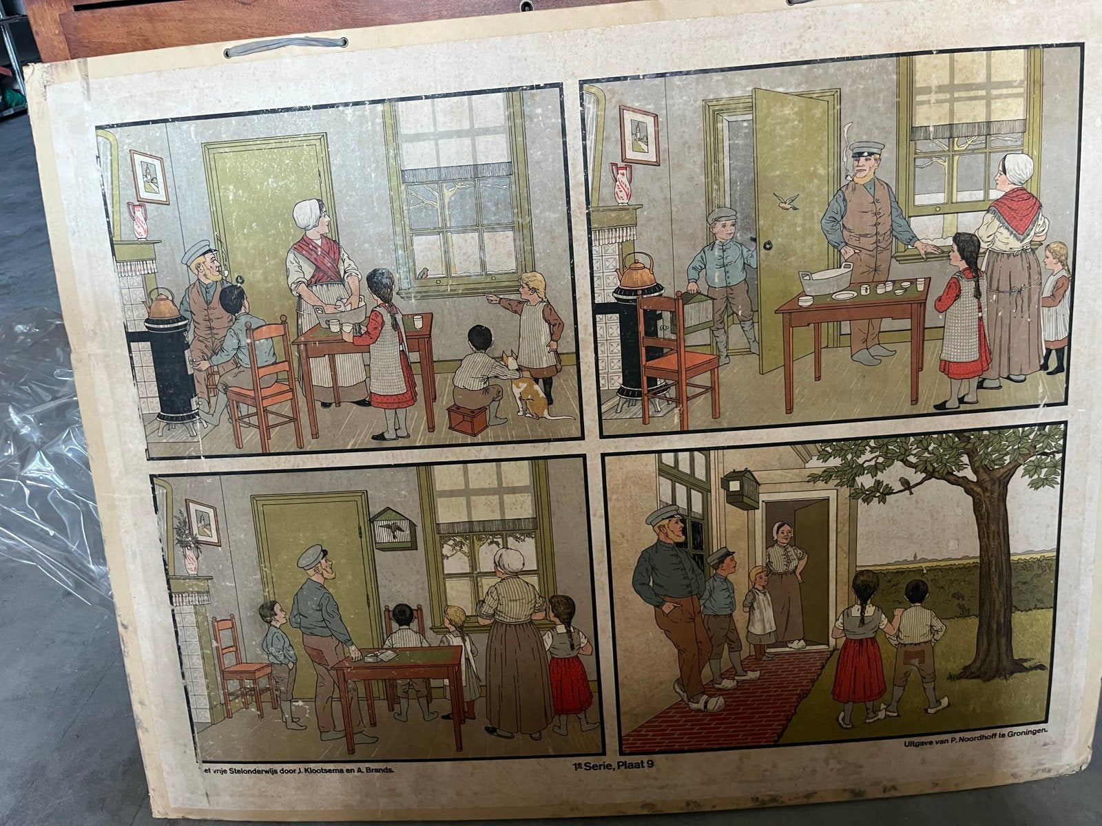Vintage Schoolplaten: Het Vrije Schoolleven (4 stuks), Antiek en Kunst, Antiek | Schoolplaten, Ophalen of Verzenden, Overige thema's