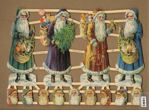 Gekleurde Kerstmannen & kopjes Poëzieplaatjes 7306, Verzamelen, Poesieplaatjes, Ophalen of Verzenden