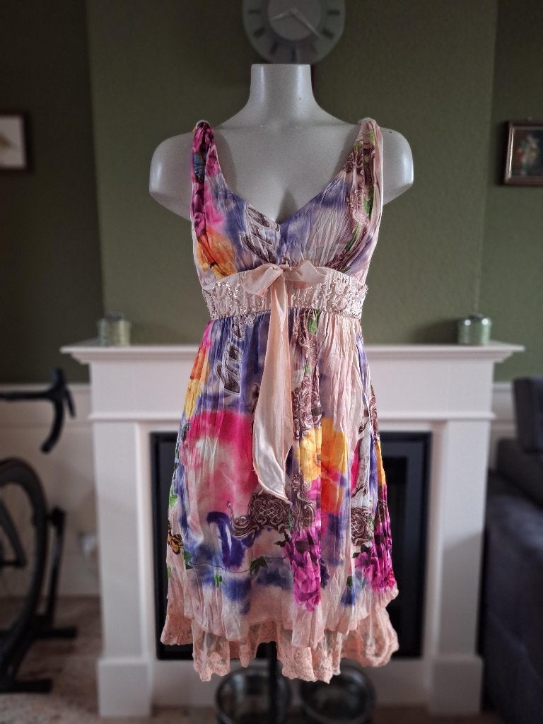 Etoile du monde romantische jurk mt 38 M, Kleding | Dames, Maat 38/40 (M), Etoile du Monde, Zo goed als nieuw, Knielengte
