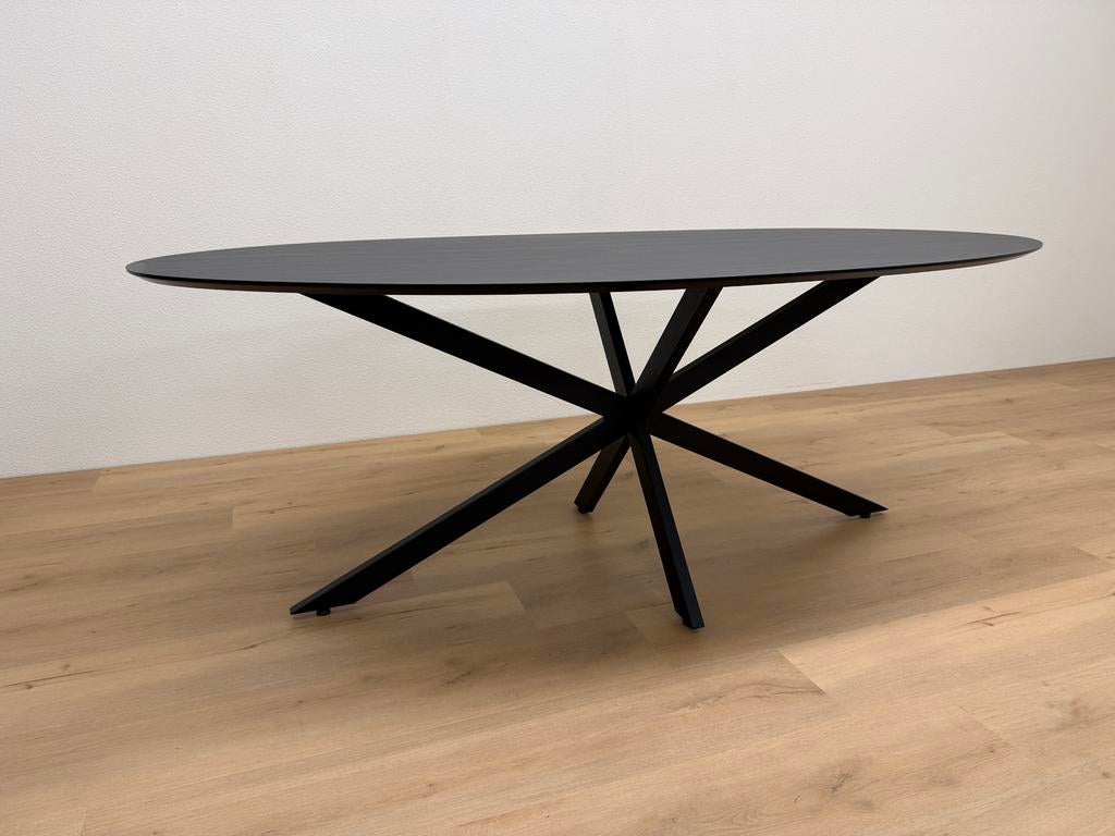 Ovale eettafel HPL Eiken 200x100 - Direct Leverbaar, 100 tot 150 cm, 200 cm of meer, Ophalen of Verzenden, Zo goed als nieuw