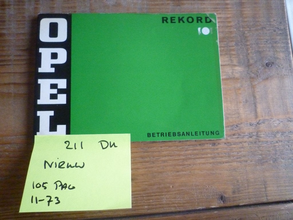 Opel Rekord-D instructieboekje NIEUW Duits nr 211, Ophalen of Verzenden