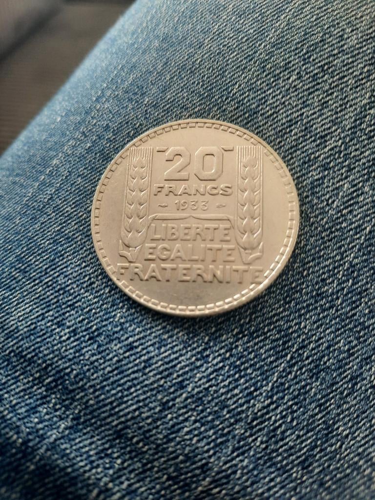 Zeldzame Franse 20 Francs munt uit 1933, Ophalen of Verzenden