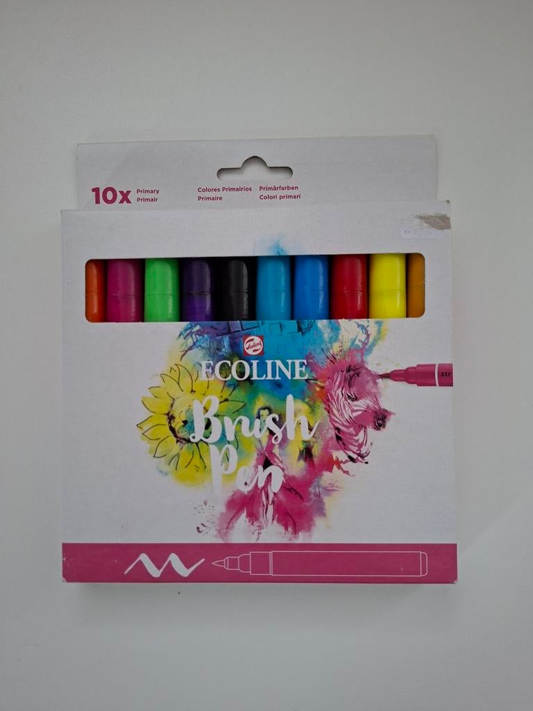 Set van 10 Ecoline brush pennen, Ophalen of Verzenden, Zo goed als nieuw, Potlood of Stift