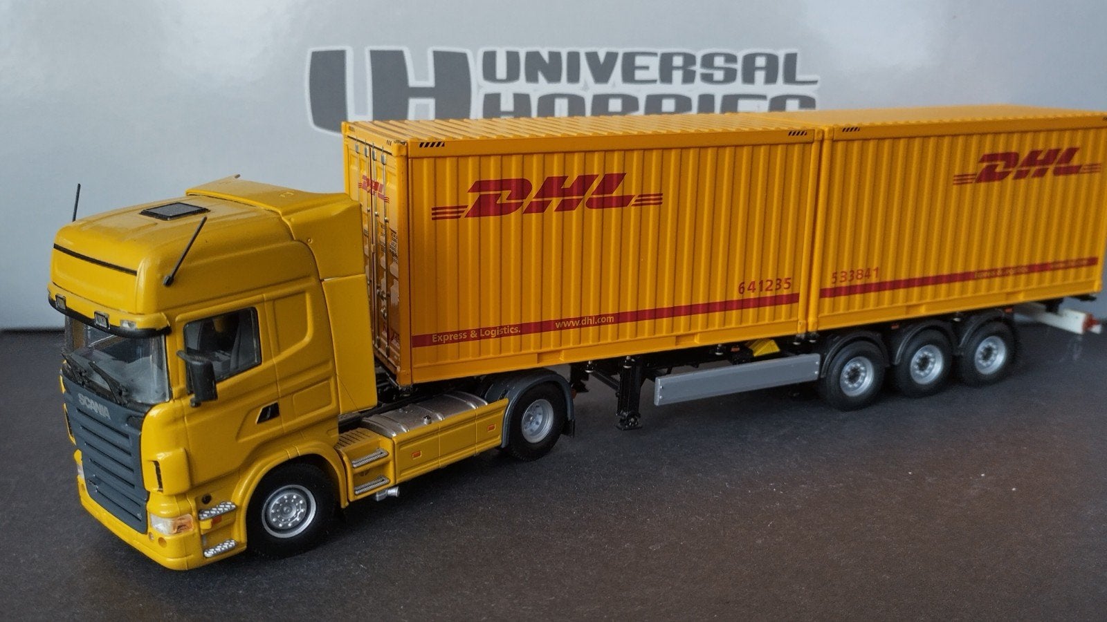 Scania R 580 Krone Box Liner Dhl container 1:50 Universal Po, Overige merken, France, Verzenden, .