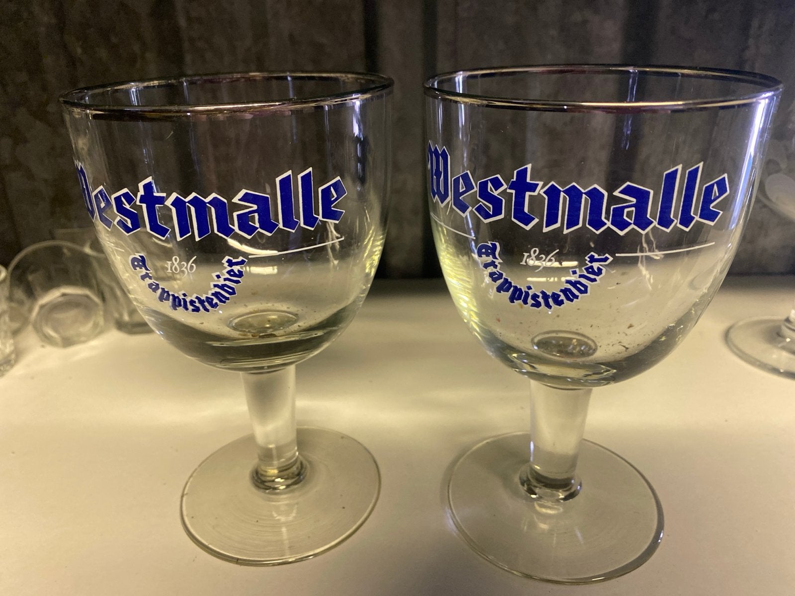 2 Westmalle Trappistenbier glazen - 1836, Ophalen