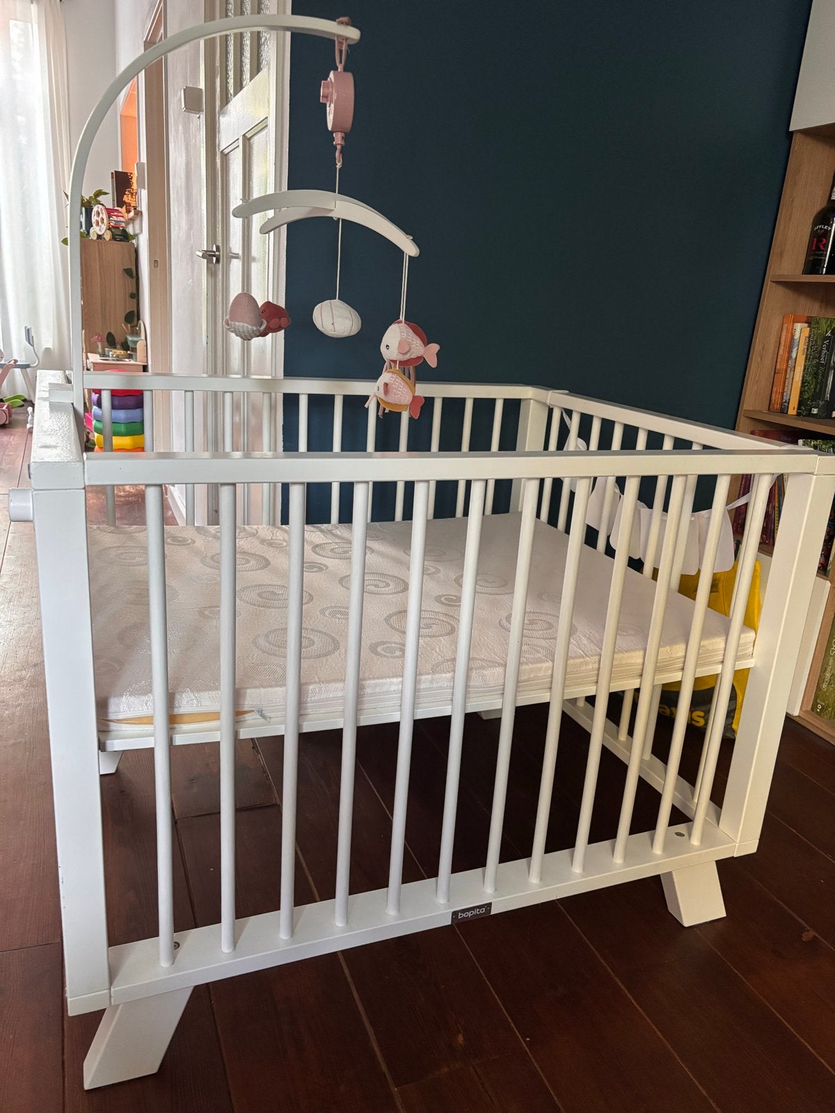 Bopita Box met Little Dutch Boxmobiel en boxmatras, Kinderen en Baby's, Boxen, Ophalen, Gebruikt, Rechthoekig, In hoogte verstelbaar