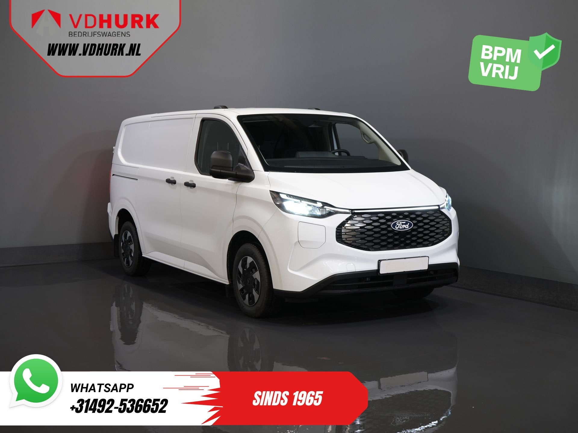 Ford E-Transit Custom Trend 330 km WLTP 218 pk LED/ Standkac, 330 km, Gebruikt, Skiluik, Wit