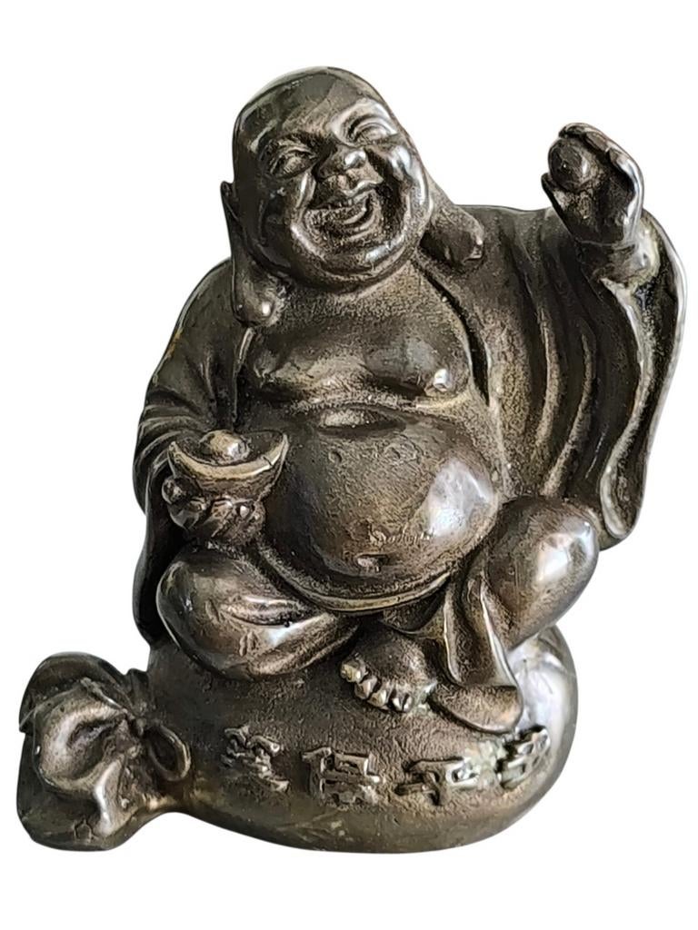 Oude bronzen lachende Boeddha, Ophalen of Verzenden