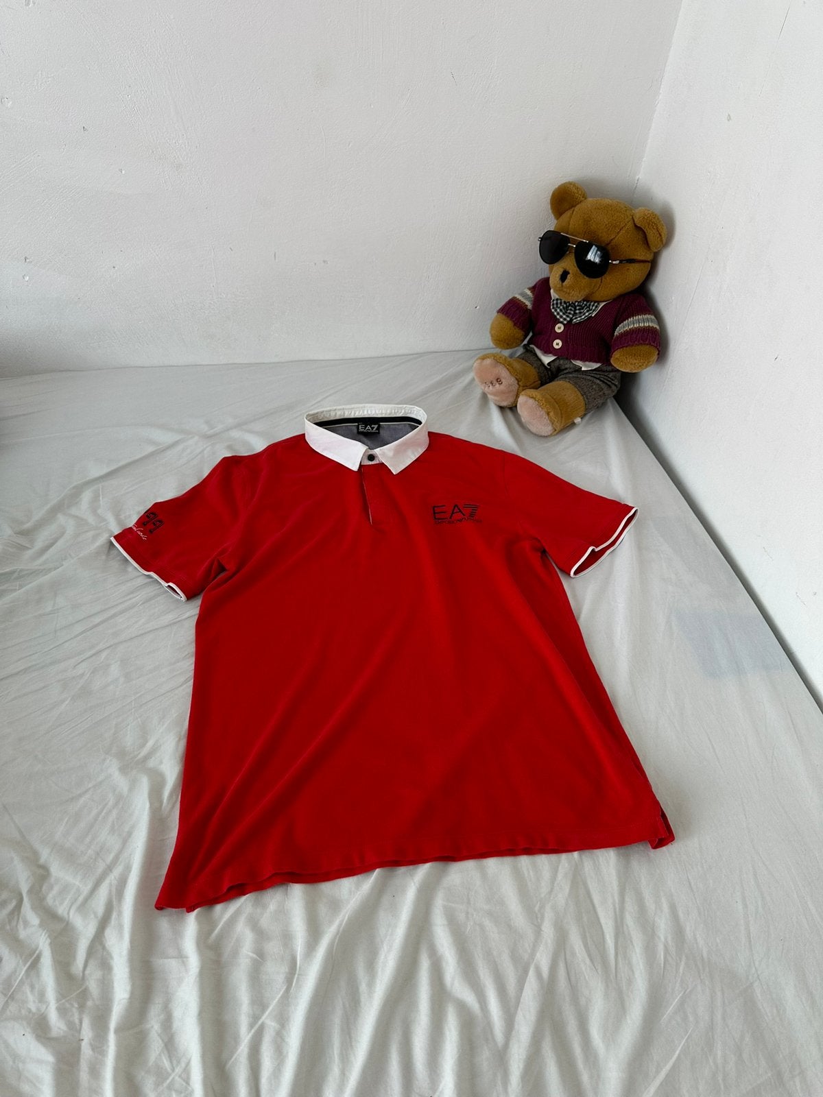 Mooi Armani poloshirt, Kleding | Heren, Ophalen of Verzenden, Zo goed als nieuw, Maat 52/54 (L), Rood