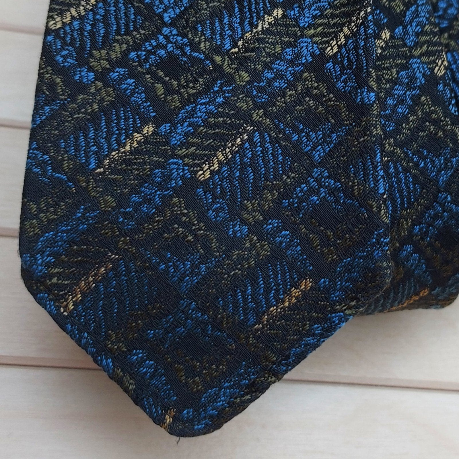 vintage stropdas met mooi donkerblauw patroon, Blauw, Ophalen of Verzenden, Zo goed als nieuw, Met patroon