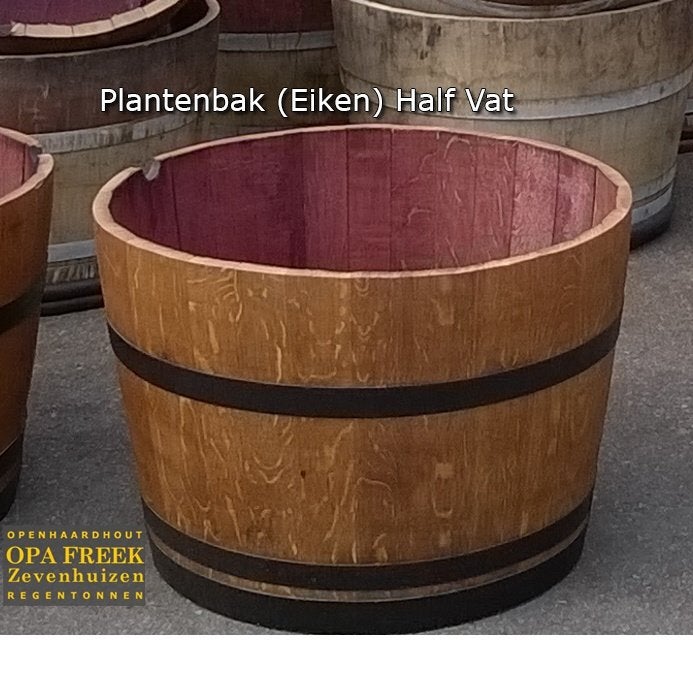 Plantenbak Bloembak (Eiken) Luxe Half Vat - Opa Freek, Ophalen, Rond, Nieuw, Hout
